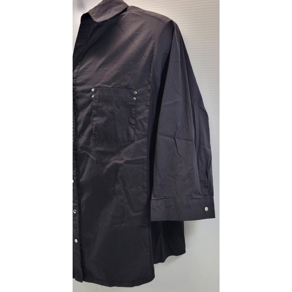 G) Avenue Woman Black 3/4 Sleeve Button Down Shirt 22/24 - Picture 5 of 11